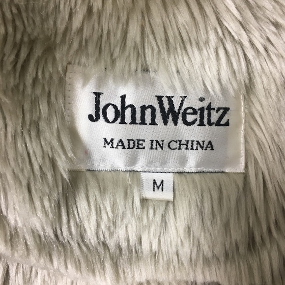 John Weitz Medium Womens Faux Suede Fur Jacket coat Long Cream Mob Wife - Picture 6 of 8